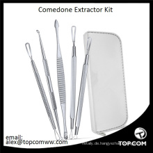 Mitesser- und Pickel-Entferner-Kit - Anweisungen enthalten 6 Comedone Extractor Tools